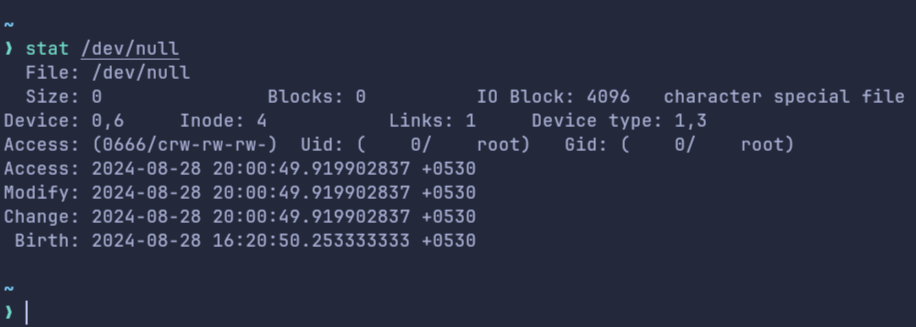 stat /dev/null